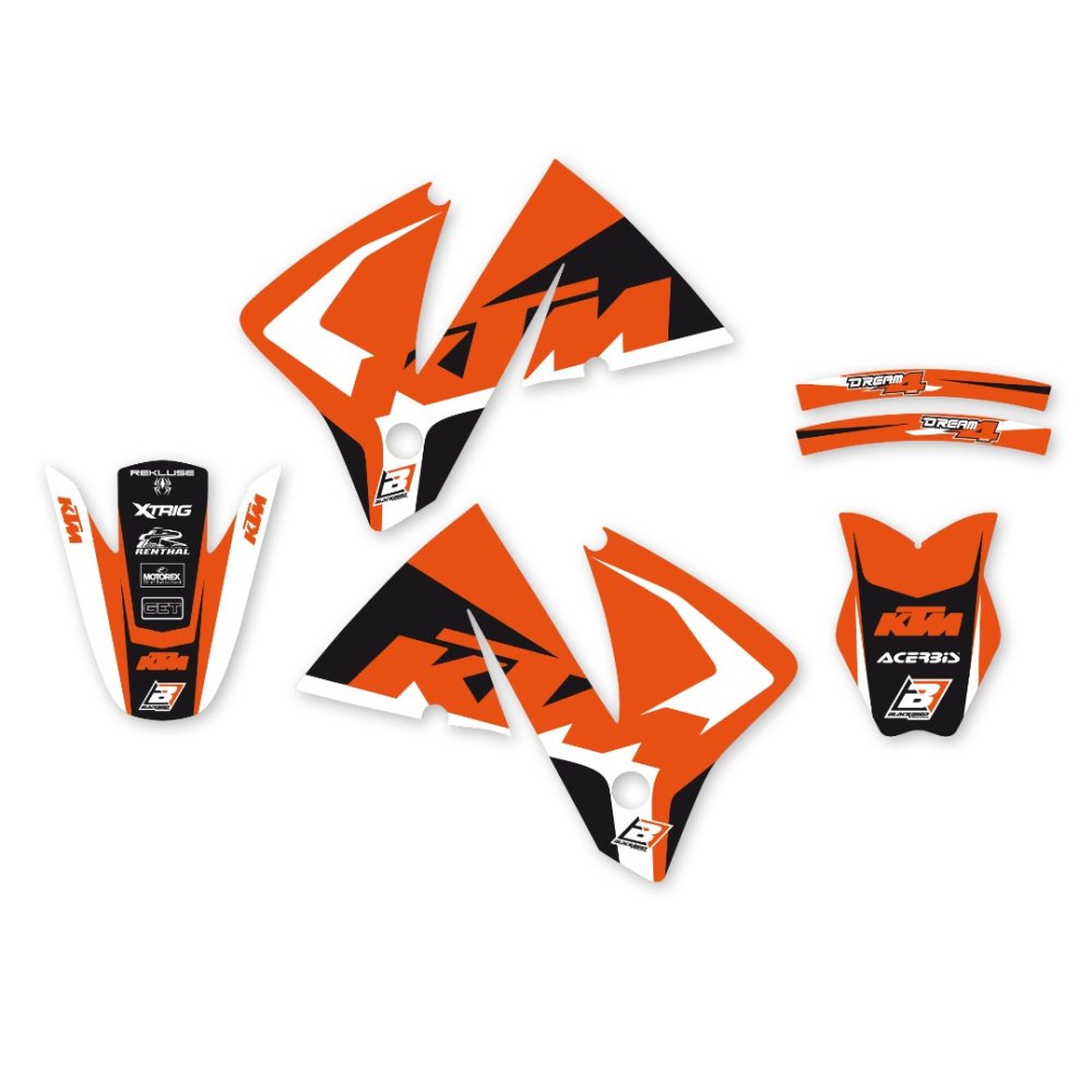 Kit de adhesivos Blackbird Racing Dream 4 Ktm EXC 01-02 Kit de adhesivos Blackbird Racing Dream 4 Ktm EXC 01-02