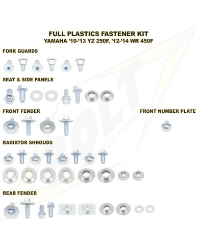 Kit de sujeción de plásticos Yamaha YZF 250 10-13 WRF 450 12-14 Kit de sujeción de plásticos Yamaha YZF 250 10-13 WRF 450 12-14