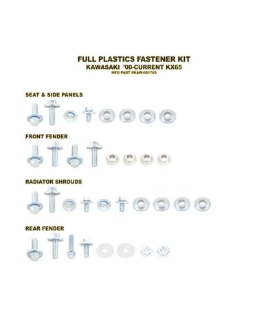 Kit de sujeción de plásticos Kawasaki KX 65 00-21 Kit de sujeción de plásticos Kawasaki KX 65 00-21