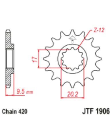 Piñon de ataque JT JTF1906 KTM SX 65 98-22 / Husqvarna TC 65 17-22 Piñon de ataque JT JTF1906 KTM SX 65 98-22 / Husqvarna TC 65 17-22