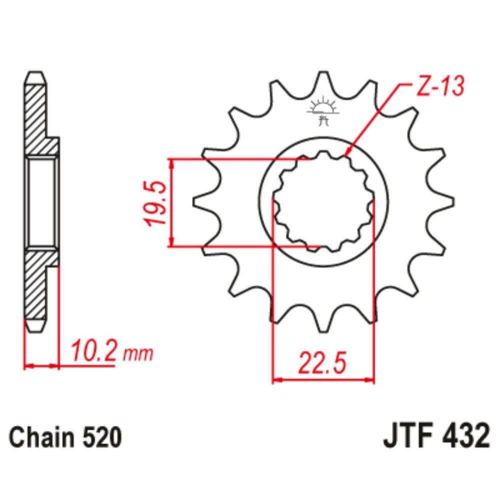 Piñón de ataque JT JTF432 Suzuki RM 250 82-12 / DRZ 400 00-18
