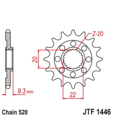 Piñón de ataque JT JTF1446 SC Kawasaki KXF 250 06-19 / KX 250 4T 20-26