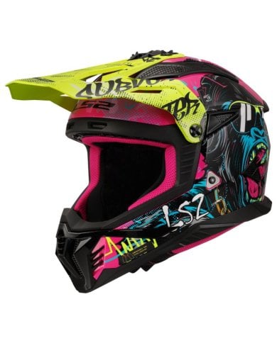 Casco LS2 MX708 Fast II Gorilla Violeta/Amarrillo fluor