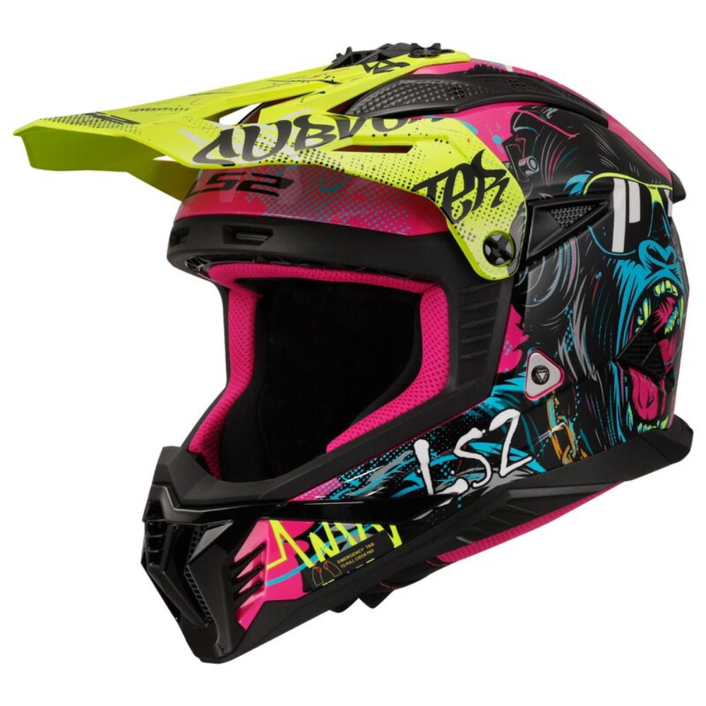 Casco LS2 MX708 Fast II Gorilla Violeta/Amarrillo fluor