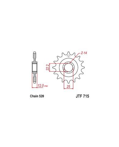 Piñón de ataque JT JTF715 Gas Gas EC 200 00-19 / EC 250 00-19 / EC 300 00-19 Piñón de ataque JT JTF715 Gas Gas EC 200 00-19 / EC 250 00-19 / EC 300 00-19