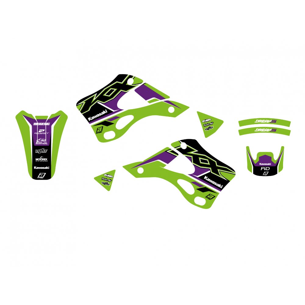 Pack plásticos + adhesivos Kawasaki KX 125 / KX 250 99-02