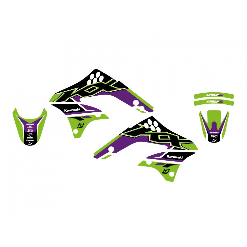 Pack plásticos + adhesivos Kawasaki KXF 450 06-08 Pack plásticos + adhesivos Kawasaki KXF 450 06-08