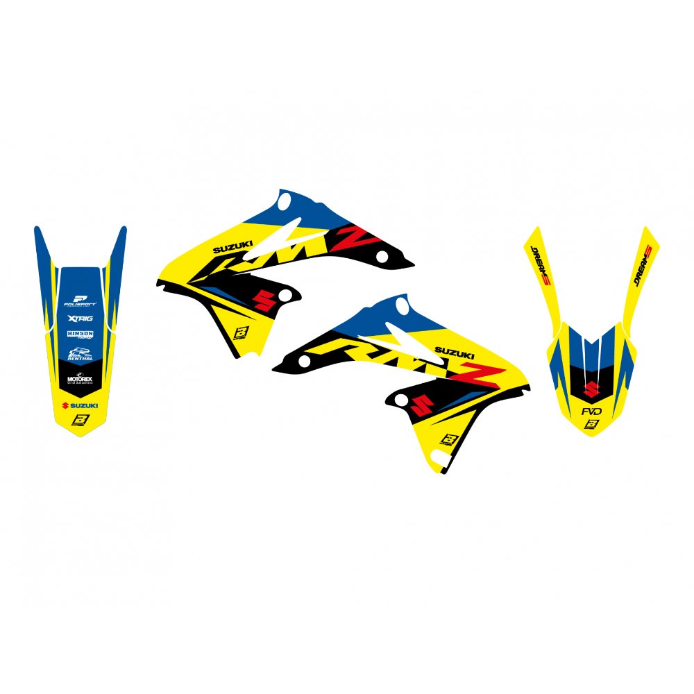 Pack plásticos + adhesivos Suzuki RMZ 250 18 Pack plásticos + adhesivos Suzuki RMZ 250 18