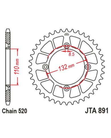 Corona aluminio JTA891.46BK