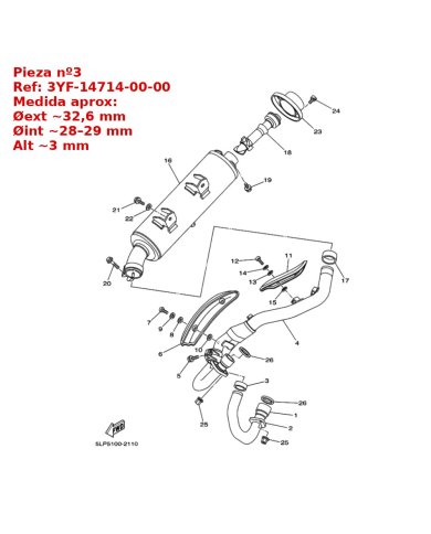 Junta colector Yamaha raptor 660 ( nº 3)