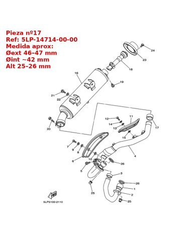 JUNTA ESCAPE AL SILENCIOSO YAMAHA RAPTOR 660