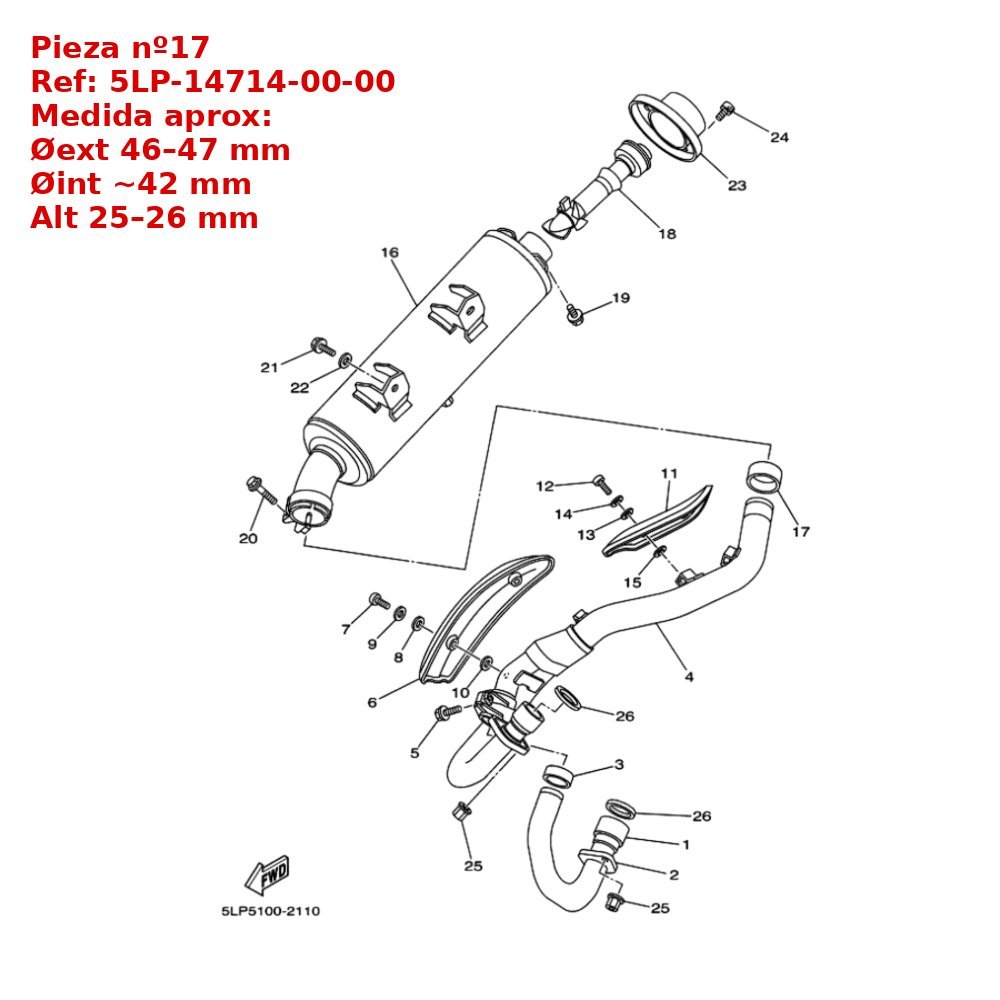 JUNTA ESCAPE AL SILENCIOSO YAMAHA RAPTOR 660
