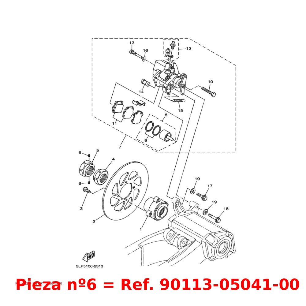 Perno Juego Yamaha Raptor 660 02-05 ( número 6 )