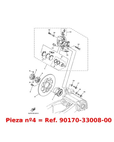 Tuerca eje trasero Yamaha Raptor YFM 660 02-05 (numero 4)