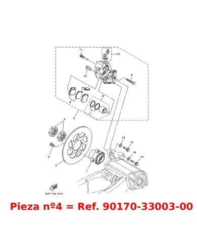 Tuerca eje trasero Yamaha Raptor YFM 660 01 (numero 4)
