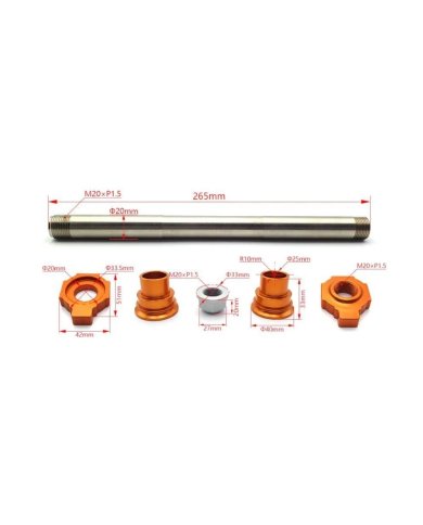 Eje trasero Factory Image KTM EXC 250 03-15 con tensores