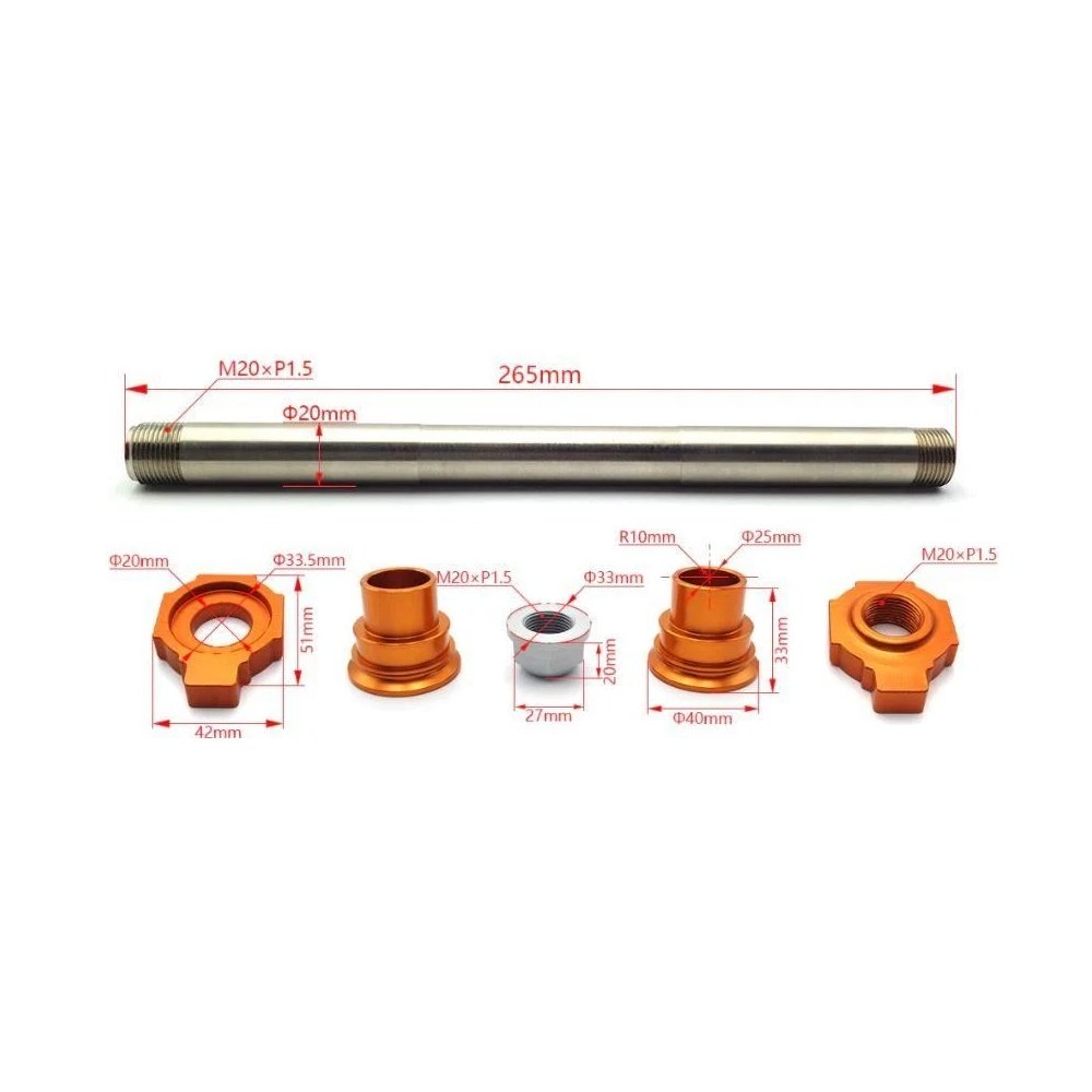 Eje trasero Factory Image KTM EXC 250 03-15 con tensores