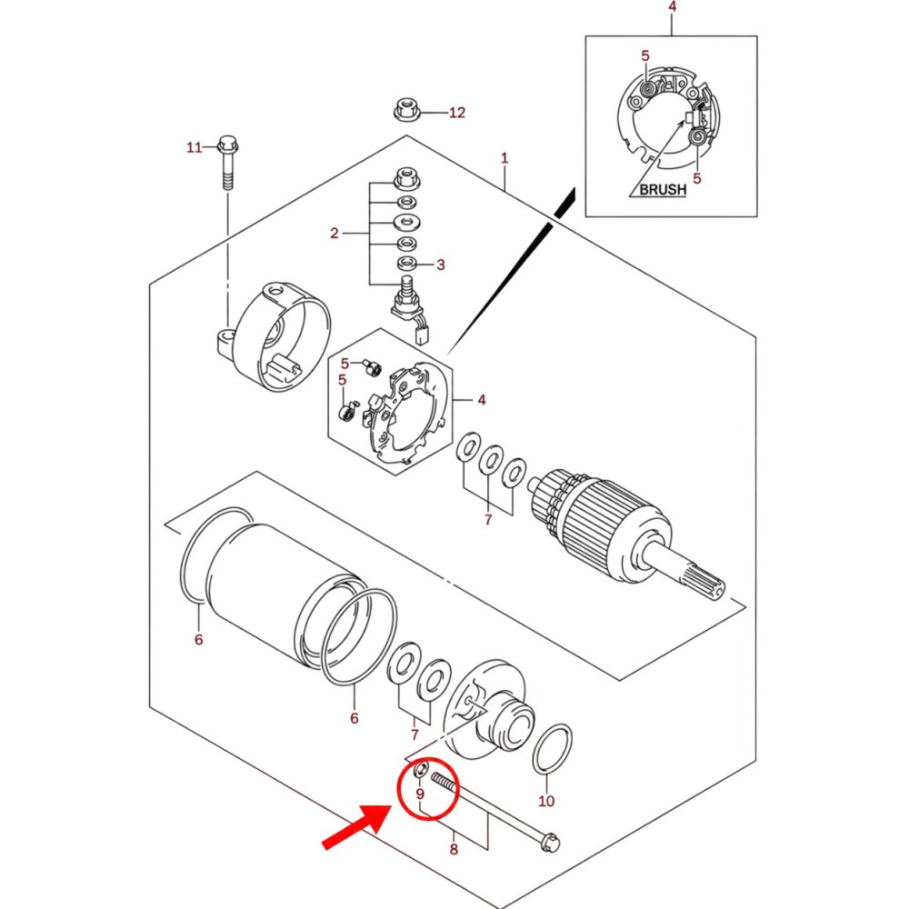 Junta torica tapa motor de arranque Suzuki  LTZ (Figura 9)