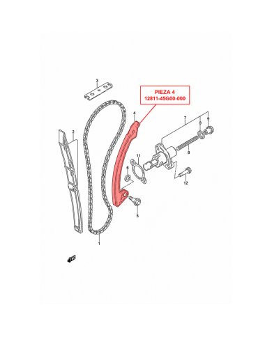 Patin distribución curvo Suzuki Ltr 450 06-11 ( numero 4 )