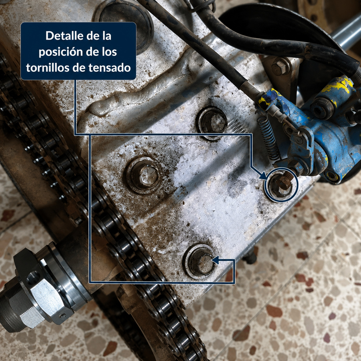 Detalle del buje montado en el basculante Suzuki LTZ 400 2004-2008