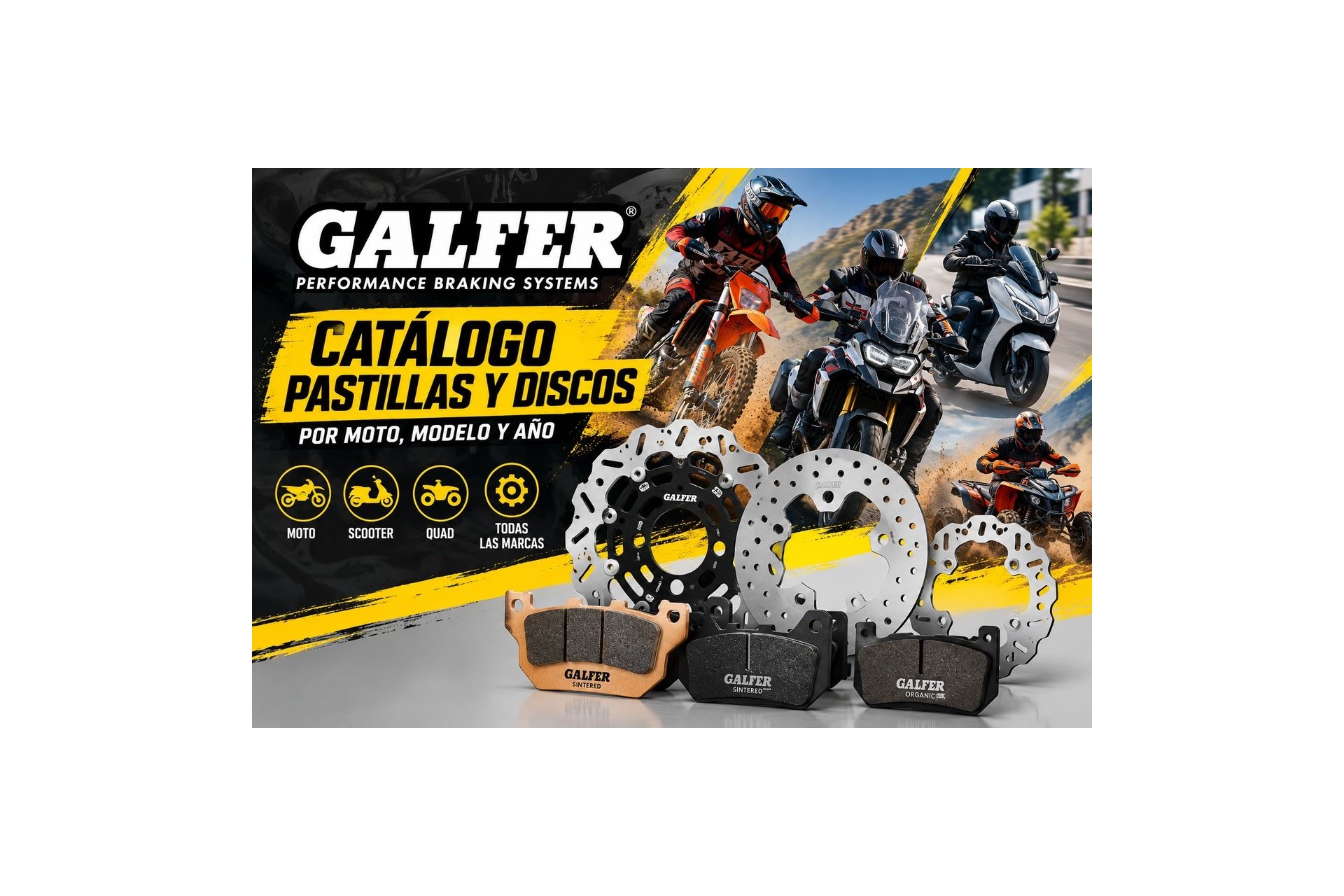 Catálogo GALFER: pastillas y discos de freno por moto, modelo y año